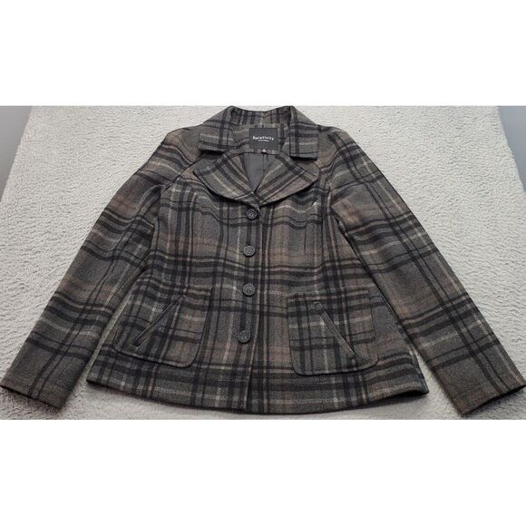 Relativity Blazer Jacket Womens M Multi Plaid Single Breasted Button Notch Lapel - Picture 1 of 6